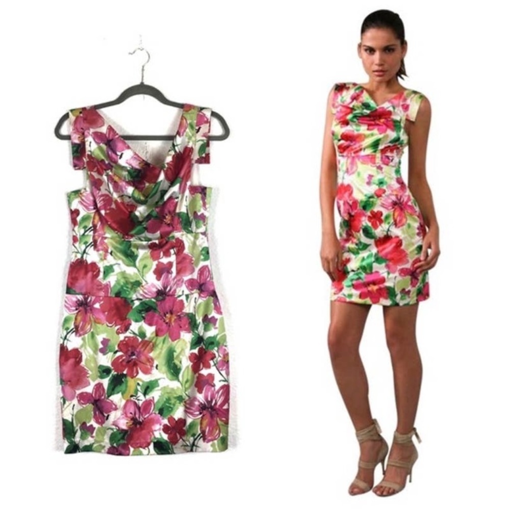 Black Halo Jackie O Satin Floral Mini Dress